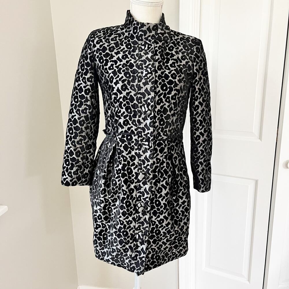 Rachel Roy Silver & Black Animal Print Coat